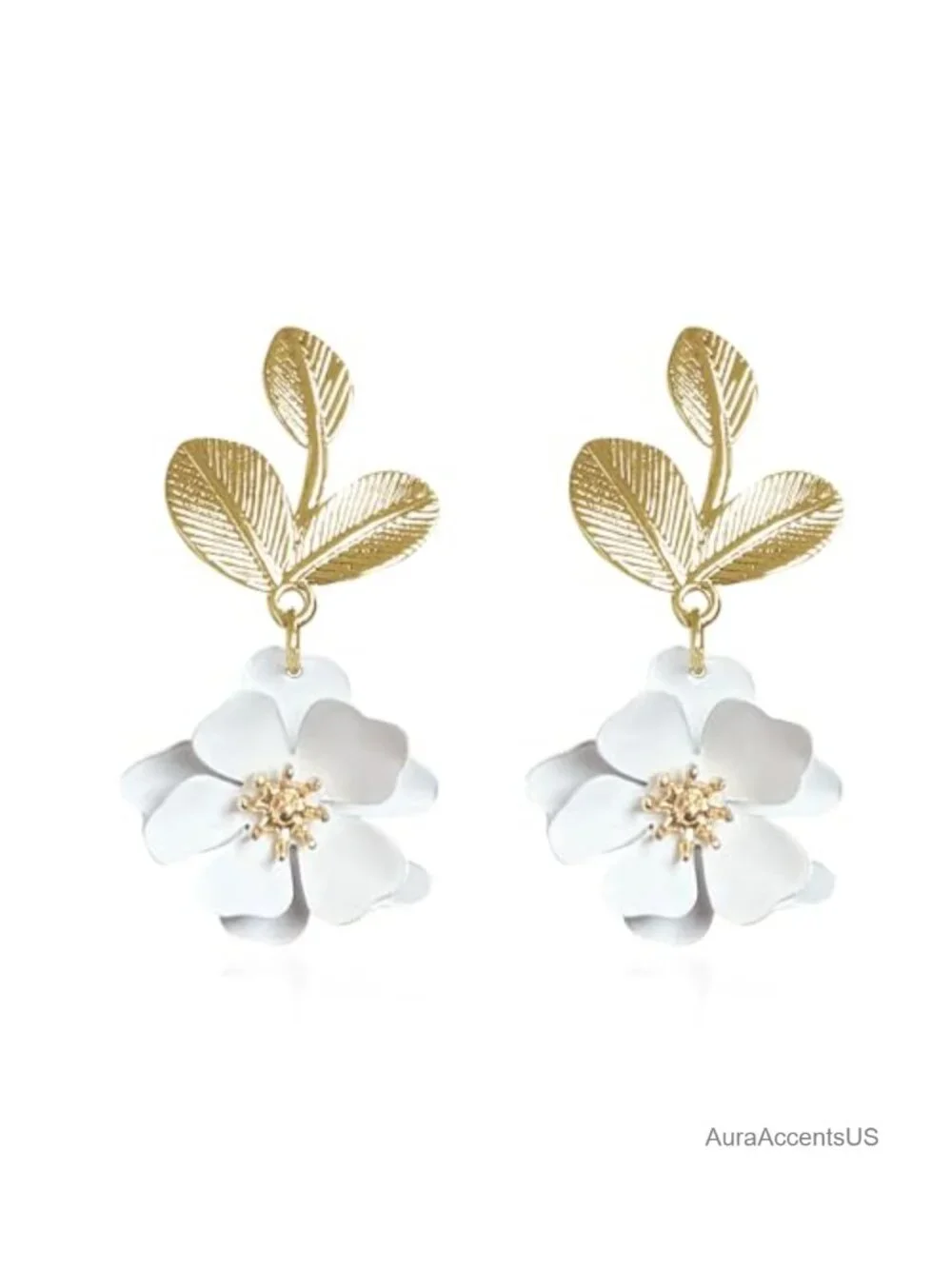 Boho Flower Dangle Drop Earrings Metal Gold Leaf Floral Statement Jewelry Women